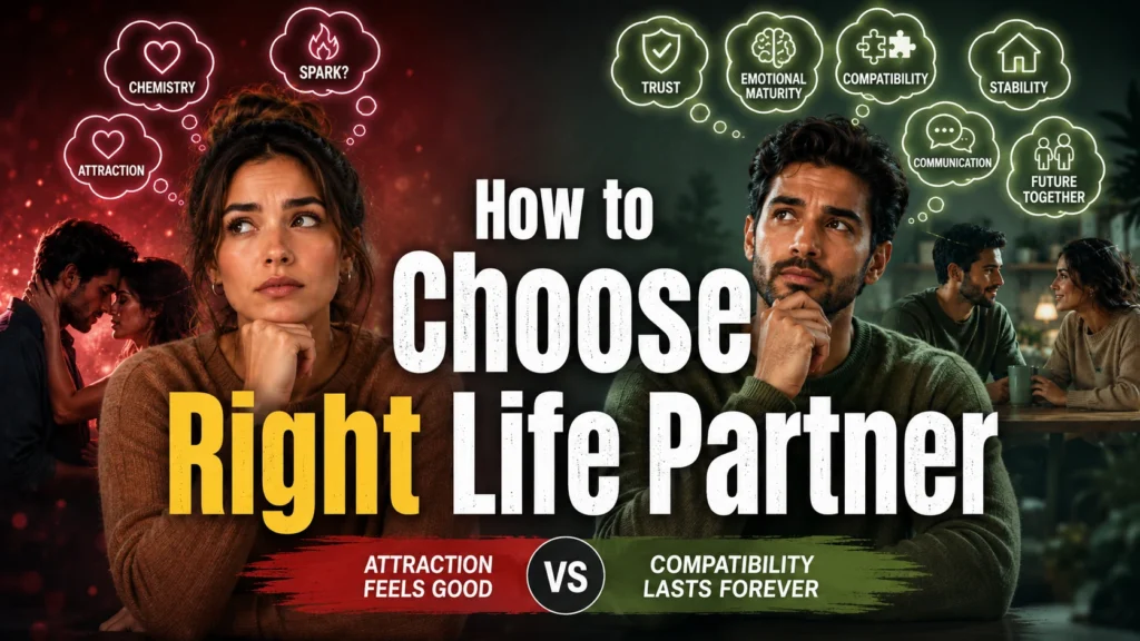 How to Choose a Life Partner: 12 Psychological Qualities That Matter 3 Man and woman thinking about how to choose the right life partner based on trust, emotional maturity, compatibility and communication