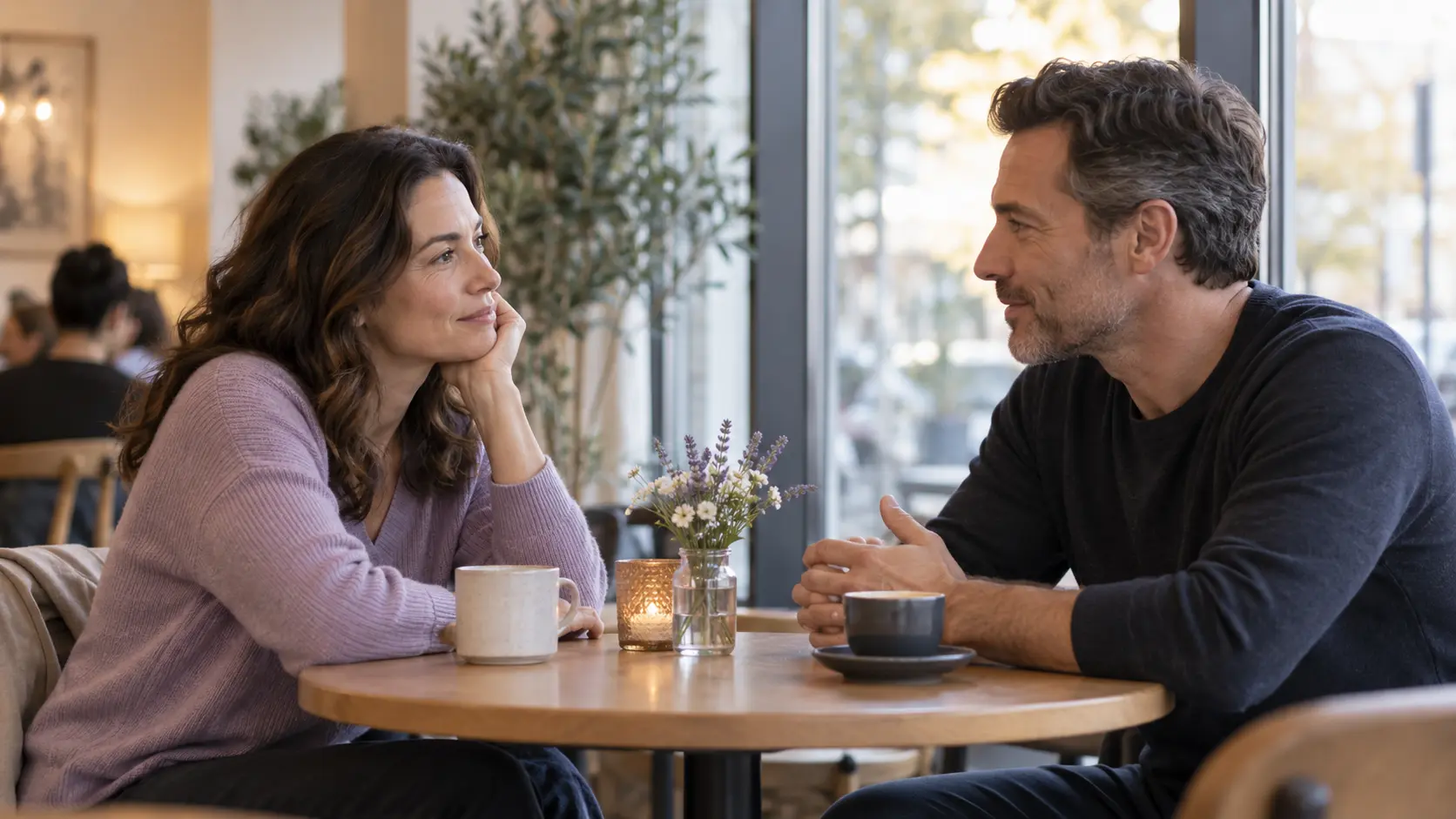 How to Trust Again After Divorce and Find Love Again 3 Two adults having an honest conversation while learning to trust again after divorce