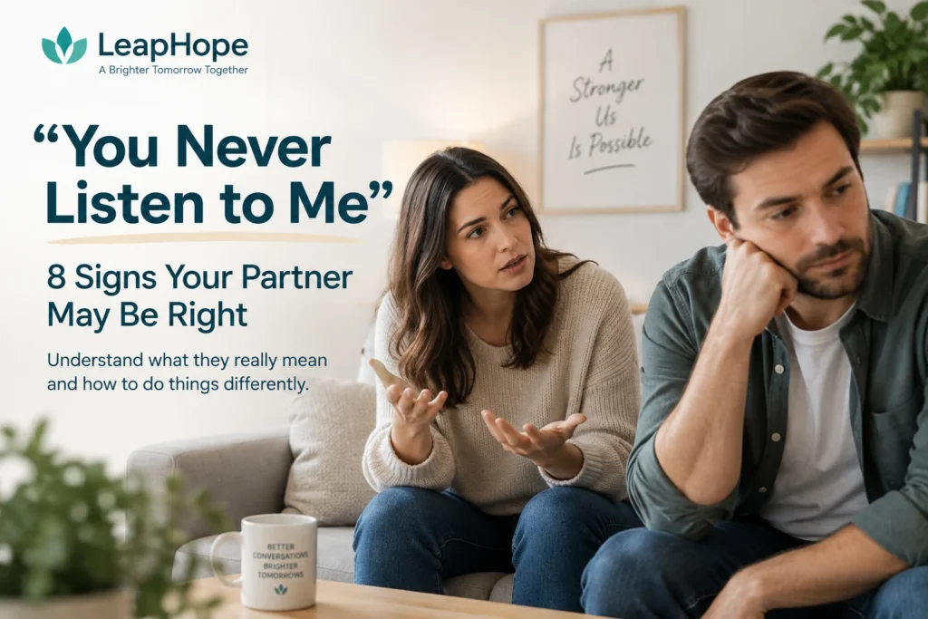 Couple struggling to communicate as one partner feels unheard in marriage