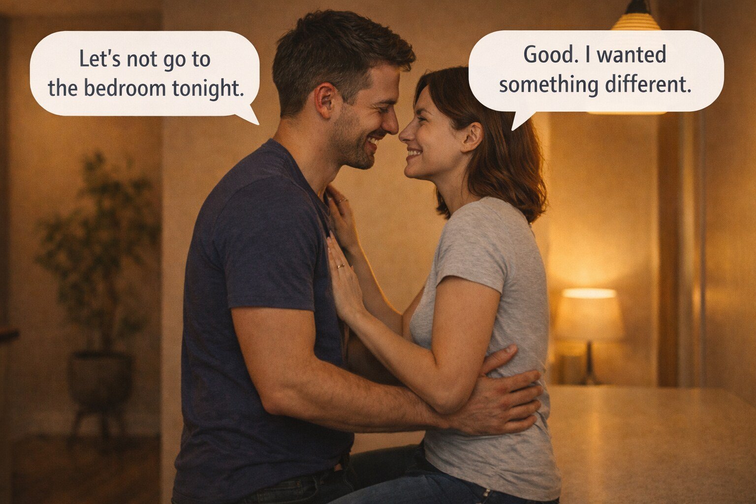 Couple choosing a different location at home to make sex more exciting and break routine