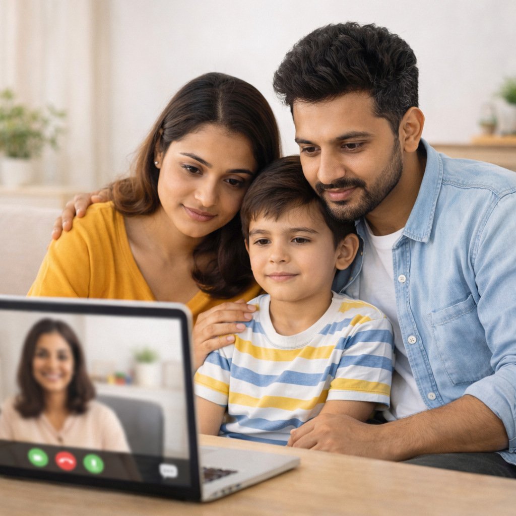 Online child counselling session focused on emotional and behavioural patterns