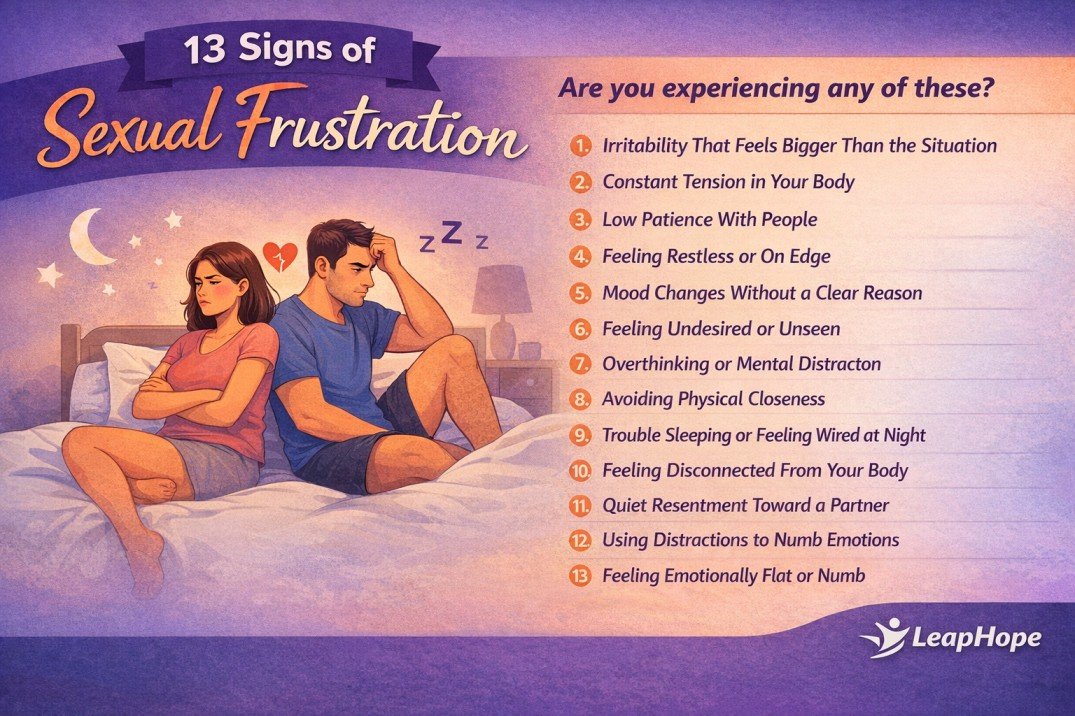 common emotional and behavioural signs of sexual frustration in relationships, and how they may affect mental health and connection.