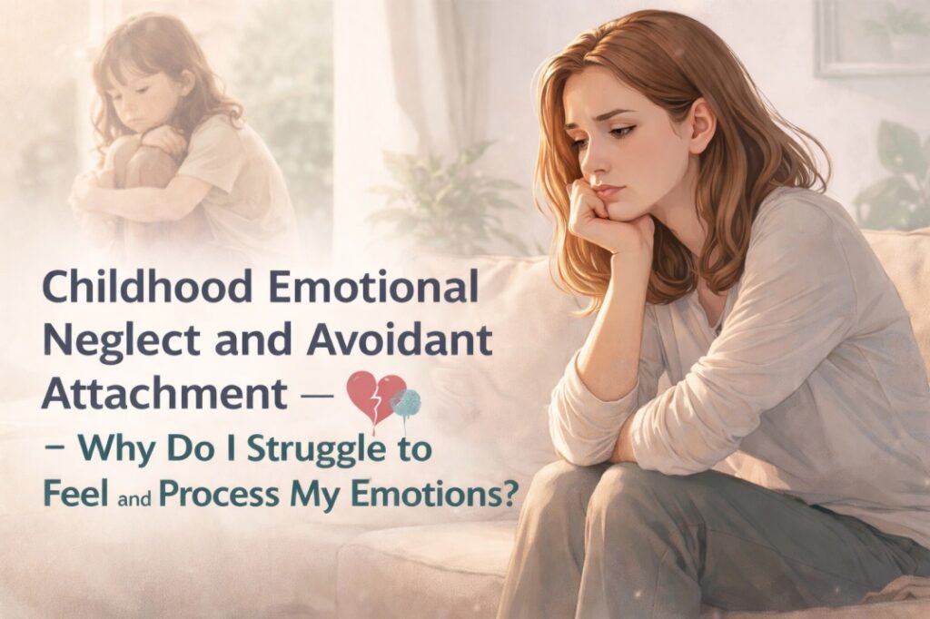 Woman feeling emotionally numb due to childhood emotional neglect and avoidant attachment