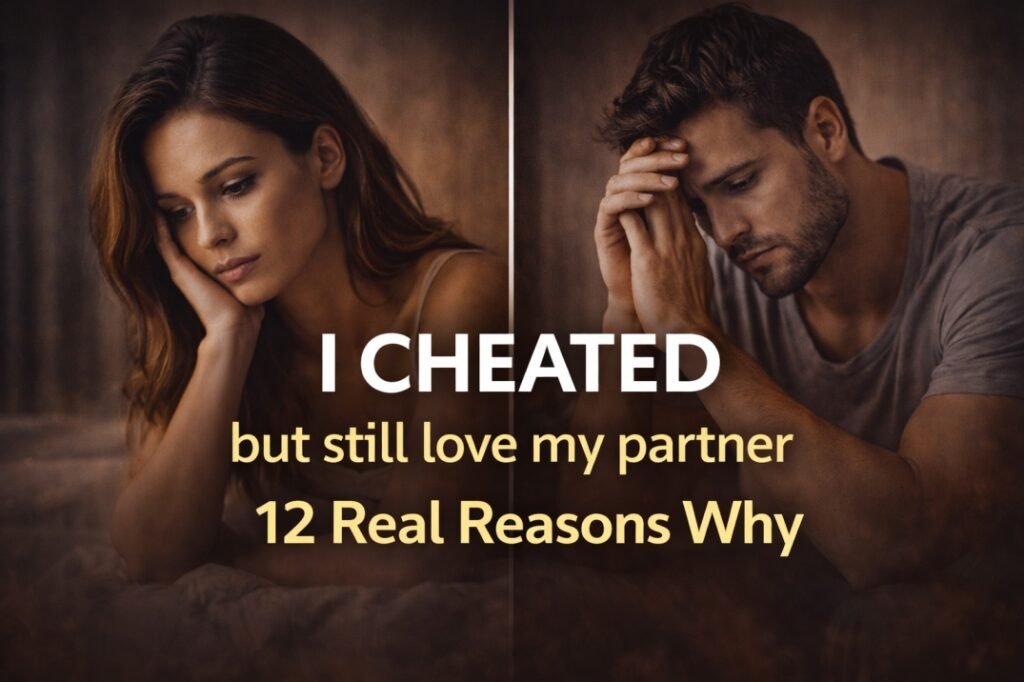 I Cheated but I Still Love My Partner, Why Did I Do It? 2 Man and woman feeling regret after cheating on partner, representing why people cheat on someone they love