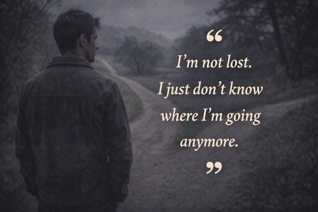 Quote about feeling lost and numb: “I’m not lost. I just don’t know where I’m going anymore.”