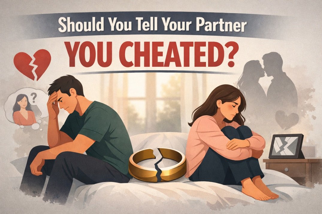 I Cheated but I Still Love My Partner, Why Did I Do It? 4 Should you tell your partner you cheated, distressed couple sitting apart on bed after infidelity