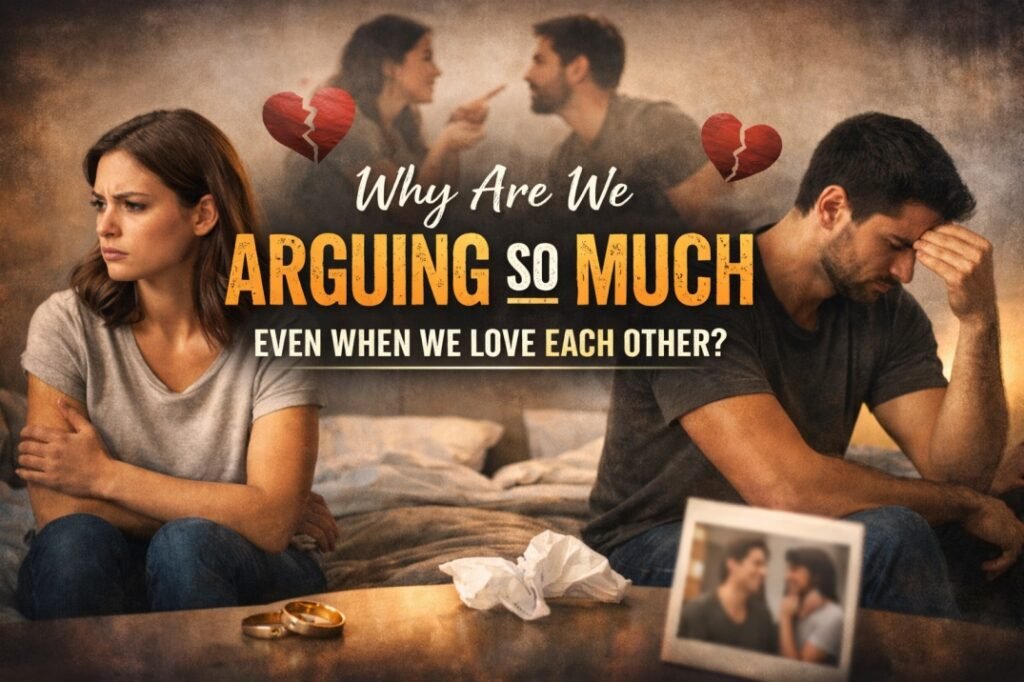 Couple arguing emotionally despite loving each other, showing relationship conflict and frustration