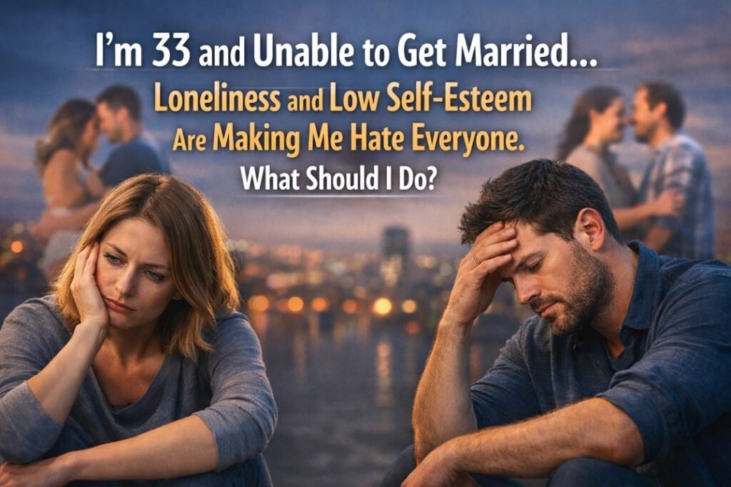 Sad single man and woman in their 30s feeling lonely and distressed about being unable to get married