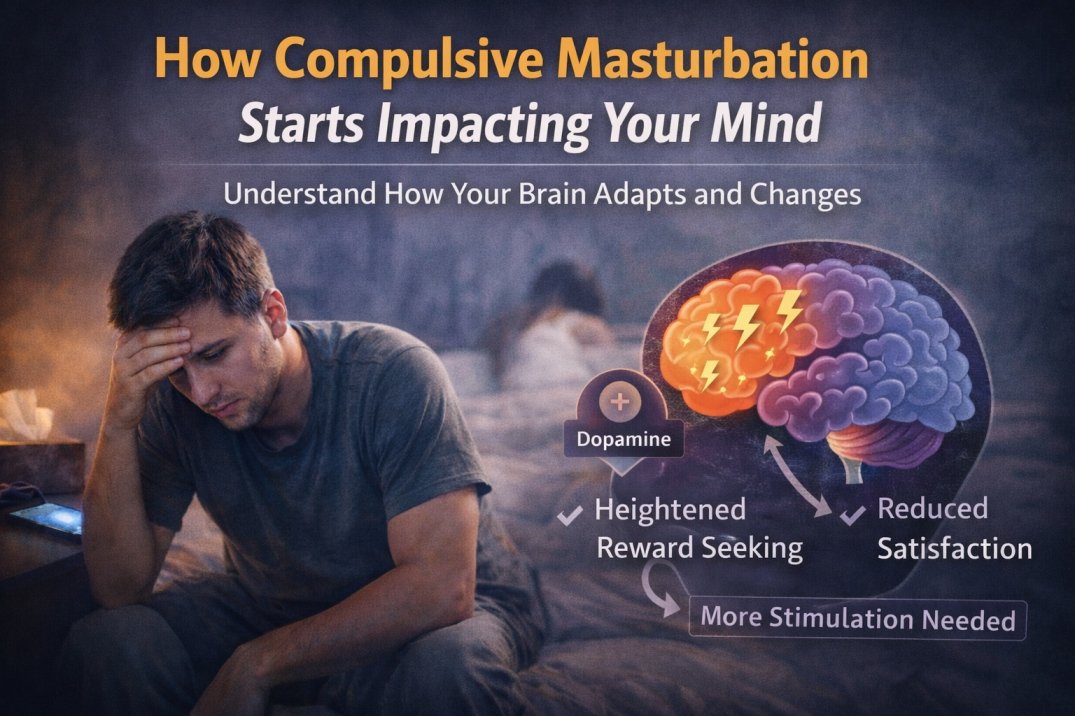 I’m in My 20s and Struggling With Compulsive Masturbation and Erectile Dysfunction – How Do I Fix This? 4 Young man feeling mentally drained and stressed, showing how compulsive masturbation affects brain, mood, and mental health