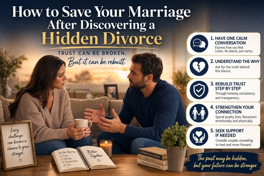 My Husband Hid His Previous Divorce – What Should I Do to Save My Marriage? 4 How to save your marriage after discovering a hidden divorce, couple rebuilding trust after betrayal