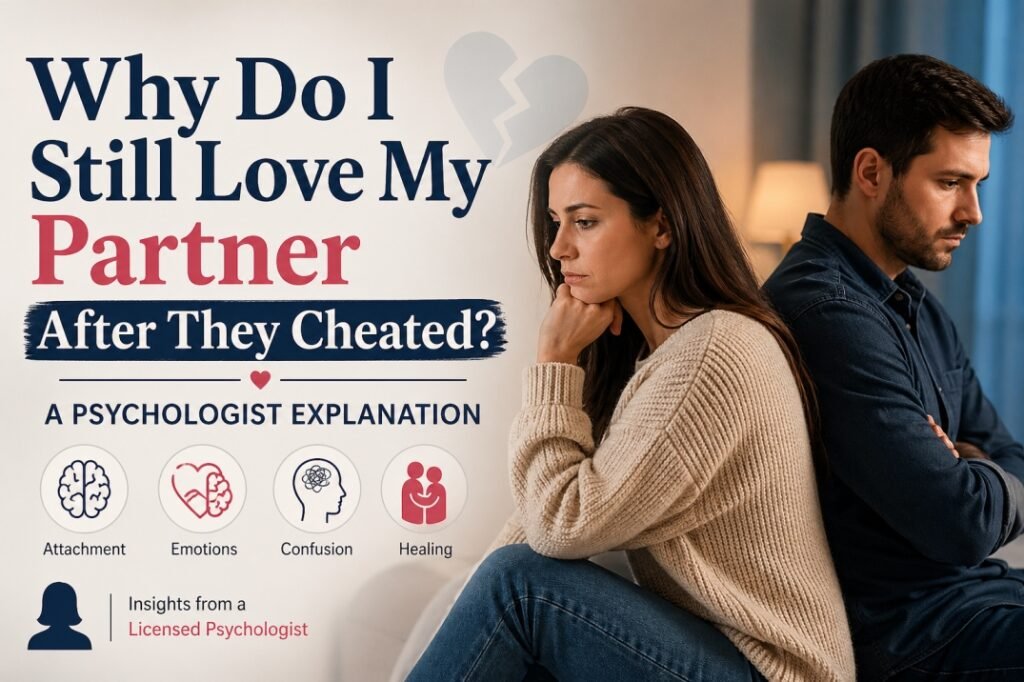 Why do I still love my partner after they cheated, psychologist explanation with couple feeling hurt and distant
