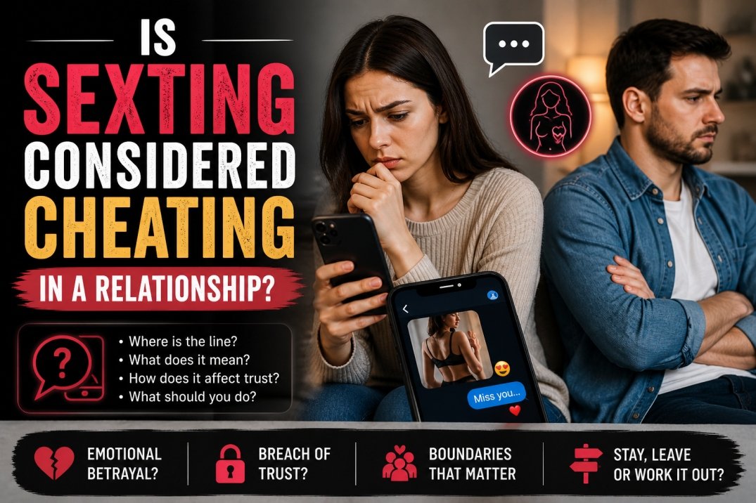 Is sexting considered cheating in a relationship, couple dealing with trust issues and phone messages