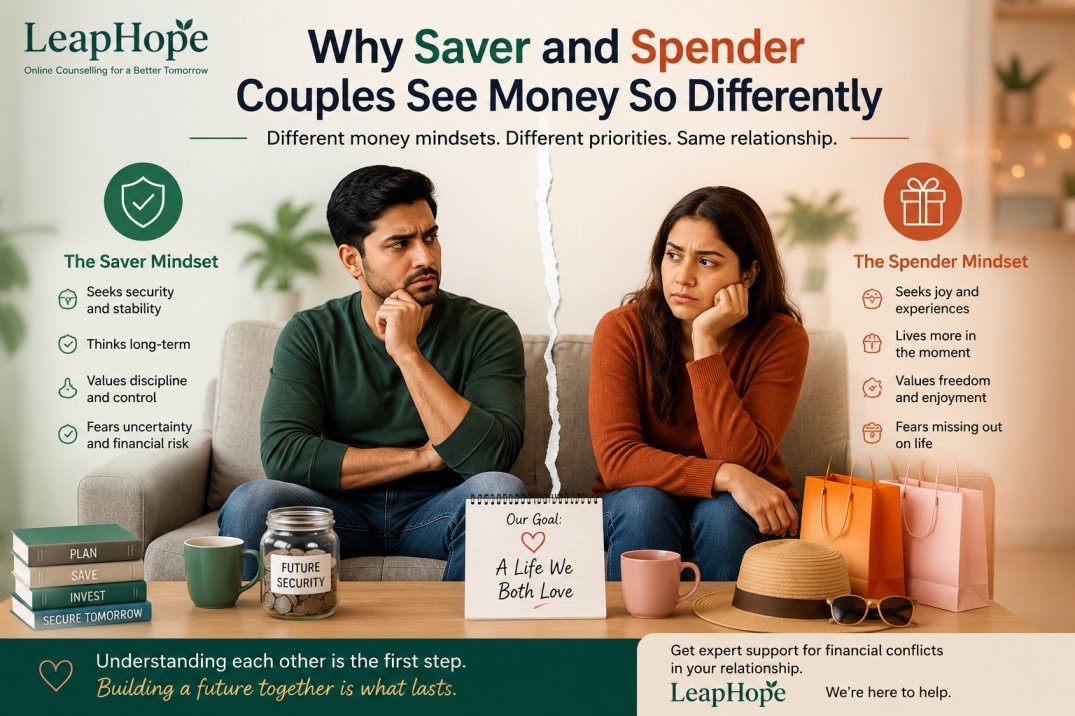 Saver vs Spender Marriage - How to Handle Constant Money Conflicts 3 Saver and spender couple discussing money differences and financial priorities in marriage and relationships.