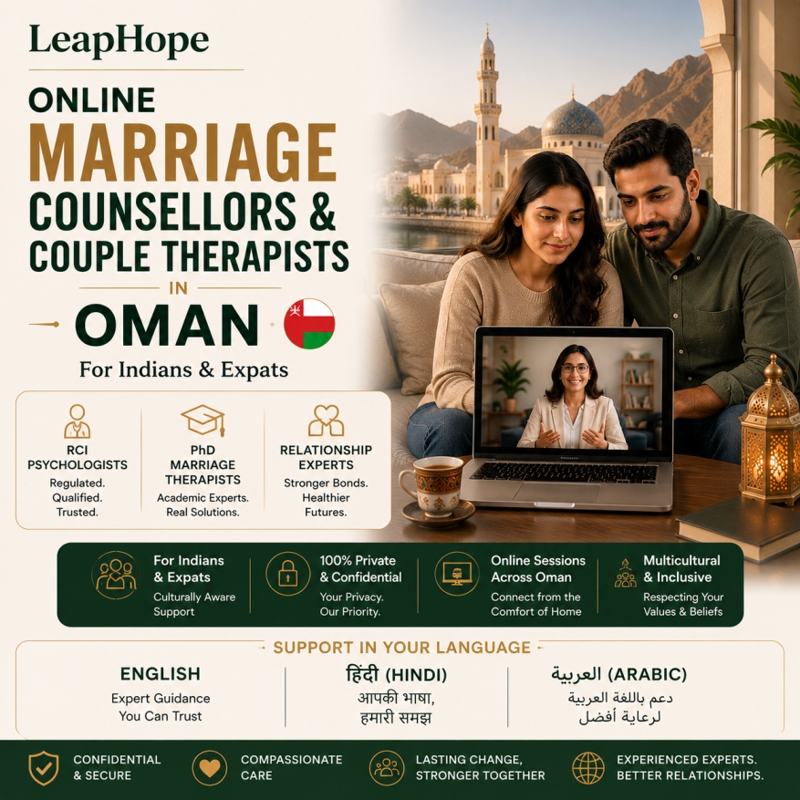 Online Marriage Counselling in Oman with RCI Registered Psychologists and Relationship Experts