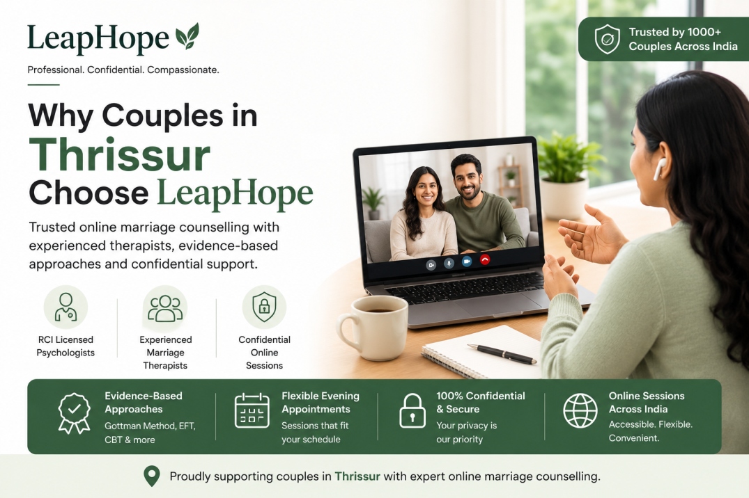 Couple attending online marriage counselling session