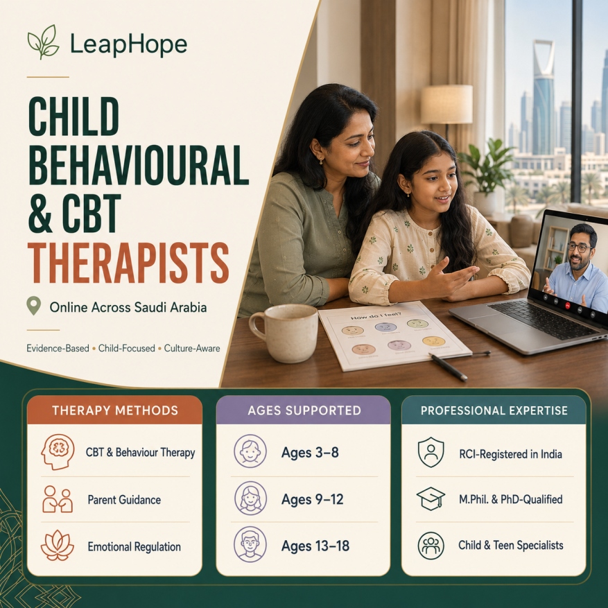 Online child psychologists, behavioural therapists and CBT practitioners for families in Saudi Arabia
