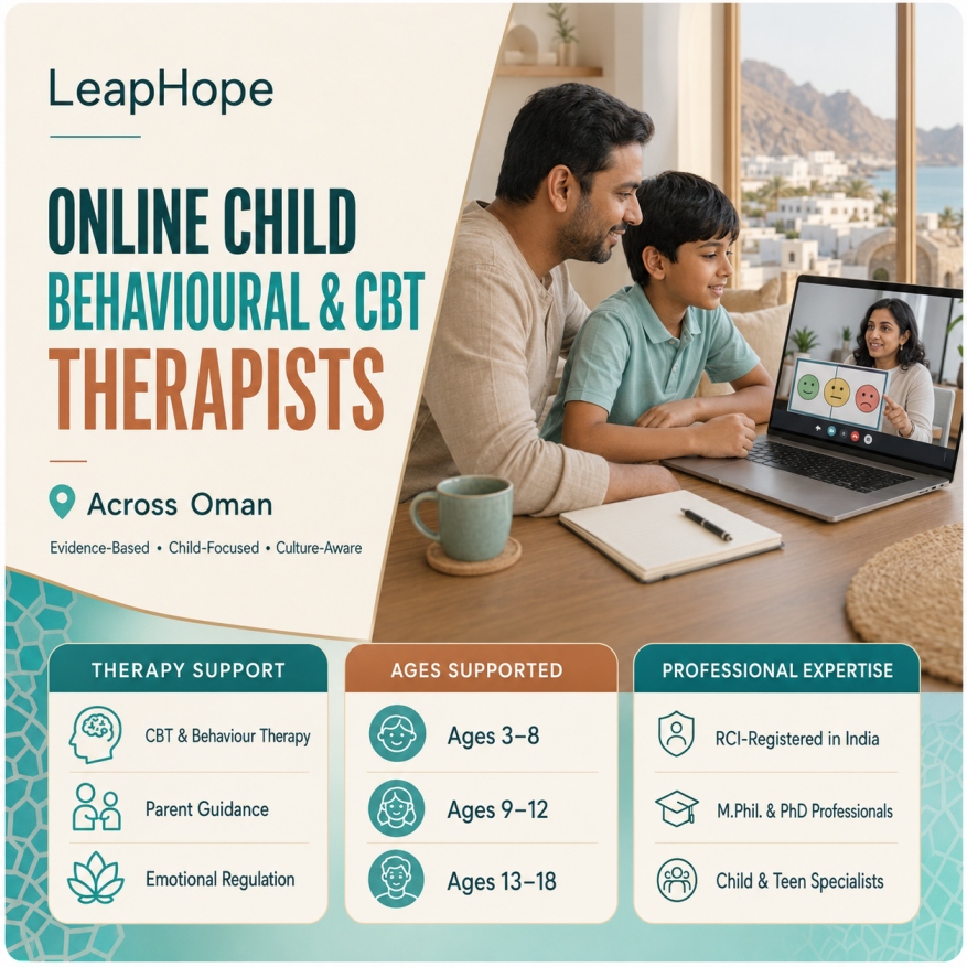 LeapHope psychologist supporting the emotional and behavioural needs of a child from an Indian family in Oman