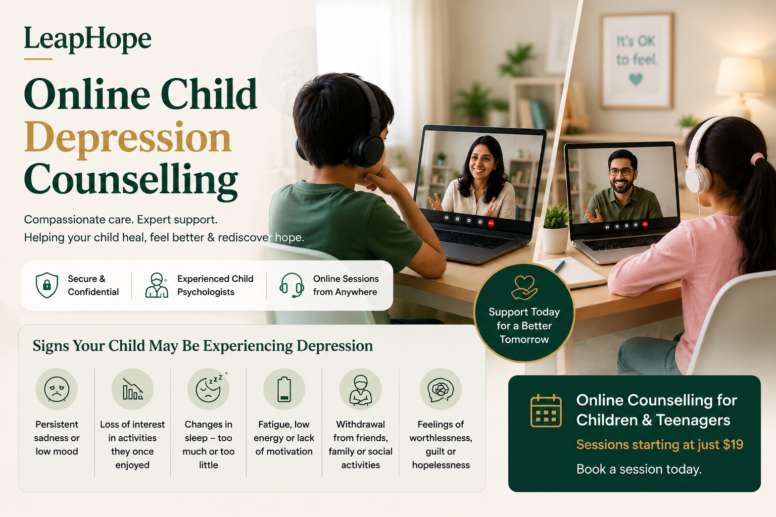 Online Child Depression Counselling for Children & Teens 7 Signs of childhood depression and online child depression counselling