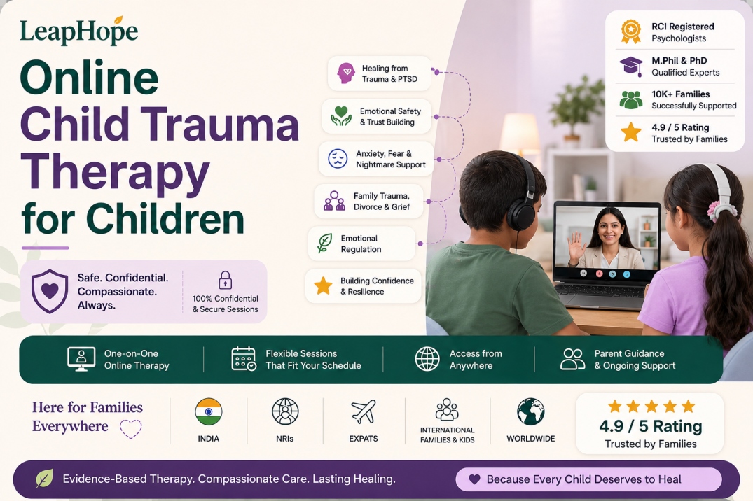 Online child trauma therapy by experienced child trauma therapists and psychologists helping children recover from abuse, bullying, accidents, PTSD, grief and other traumatic experiences.