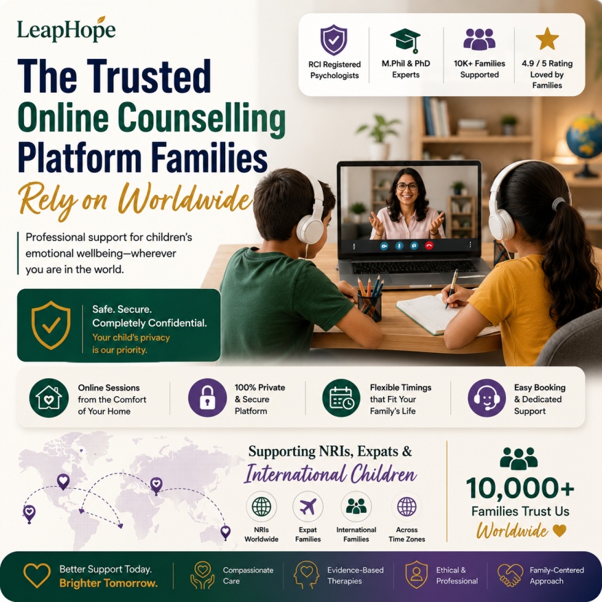 Experienced child psychologists providing online mobile addiction counselling for children, supporting screen addiction, gaming addiction, Indian families, NRIs, and families worldwide.