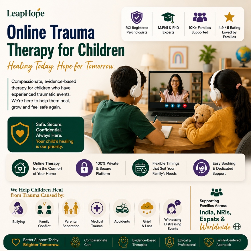 Experienced child trauma therapists and psychologists providing evidence-based online child trauma therapy for Indian, NRI and international families.