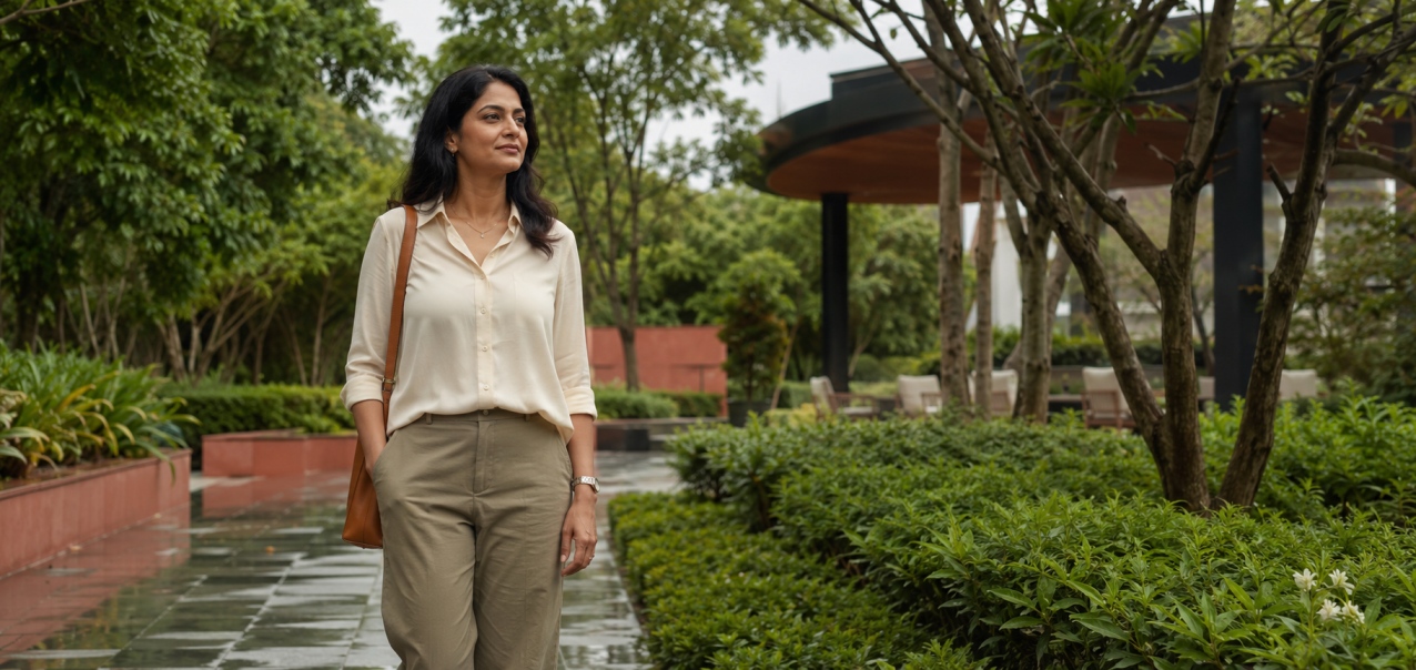 Woman returning to everyday life with greater confidence following anxiety counselling