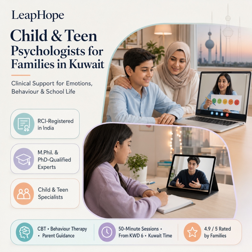 Modern online child therapy approaches used by LeapHope psychologists for children in Kuwait