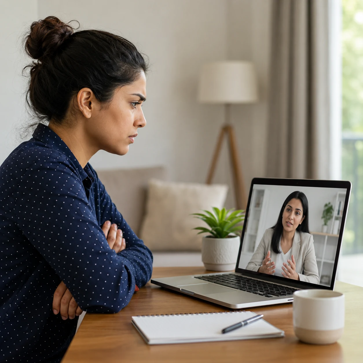 Adult attending online anger management counselling with an experienced LeapHope clinical psychologist