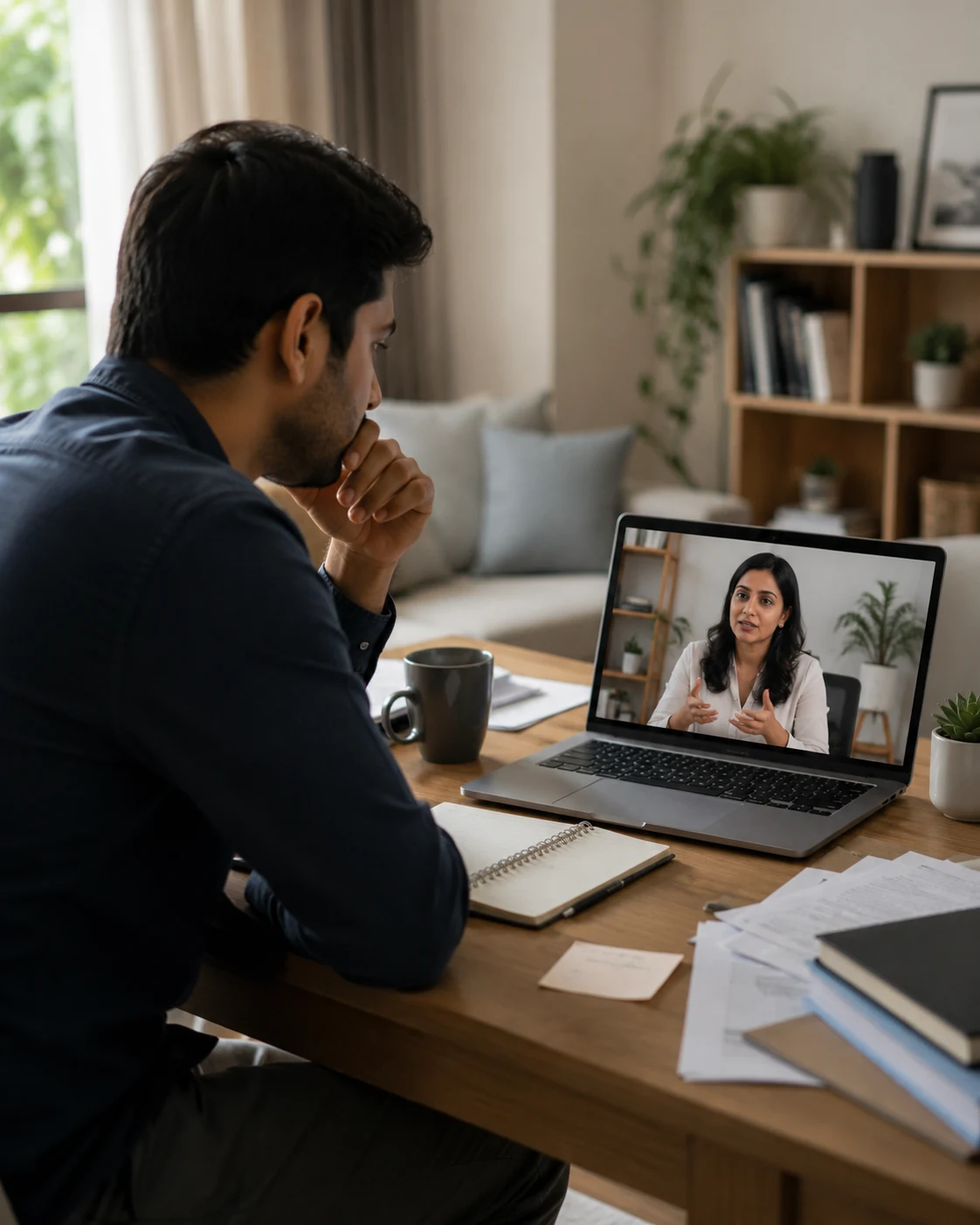 Adult attending online therapy for procrastination with a LeapHope psychologist
