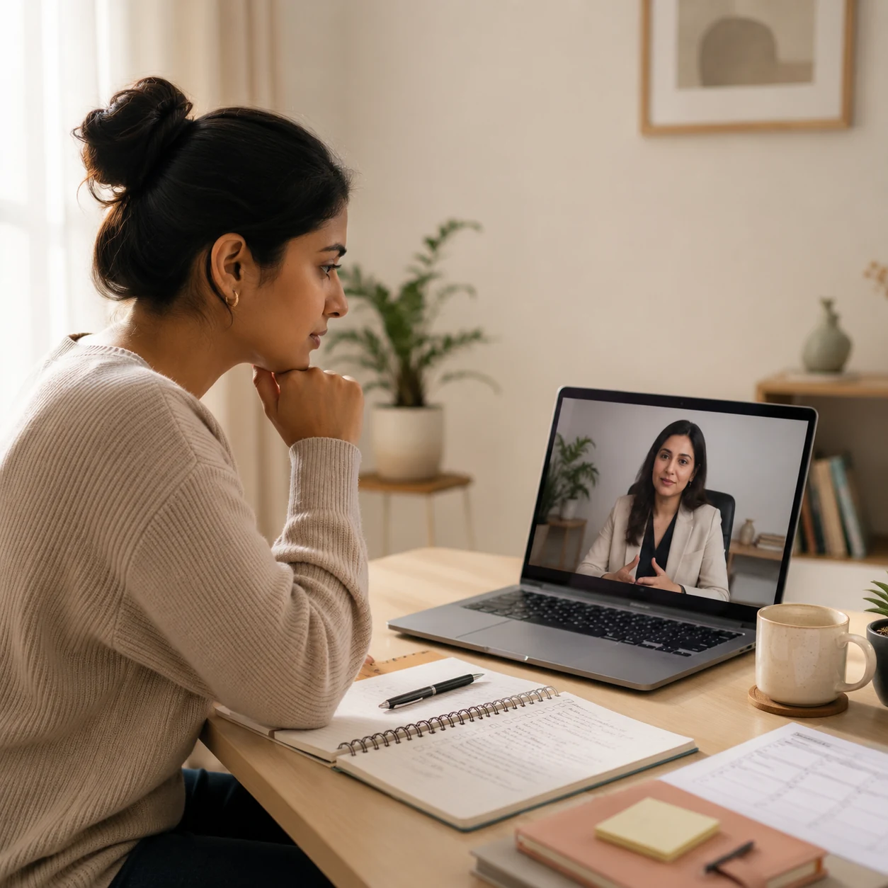 Adult attending online perfectionism counselling with an Indian clinical psychologist