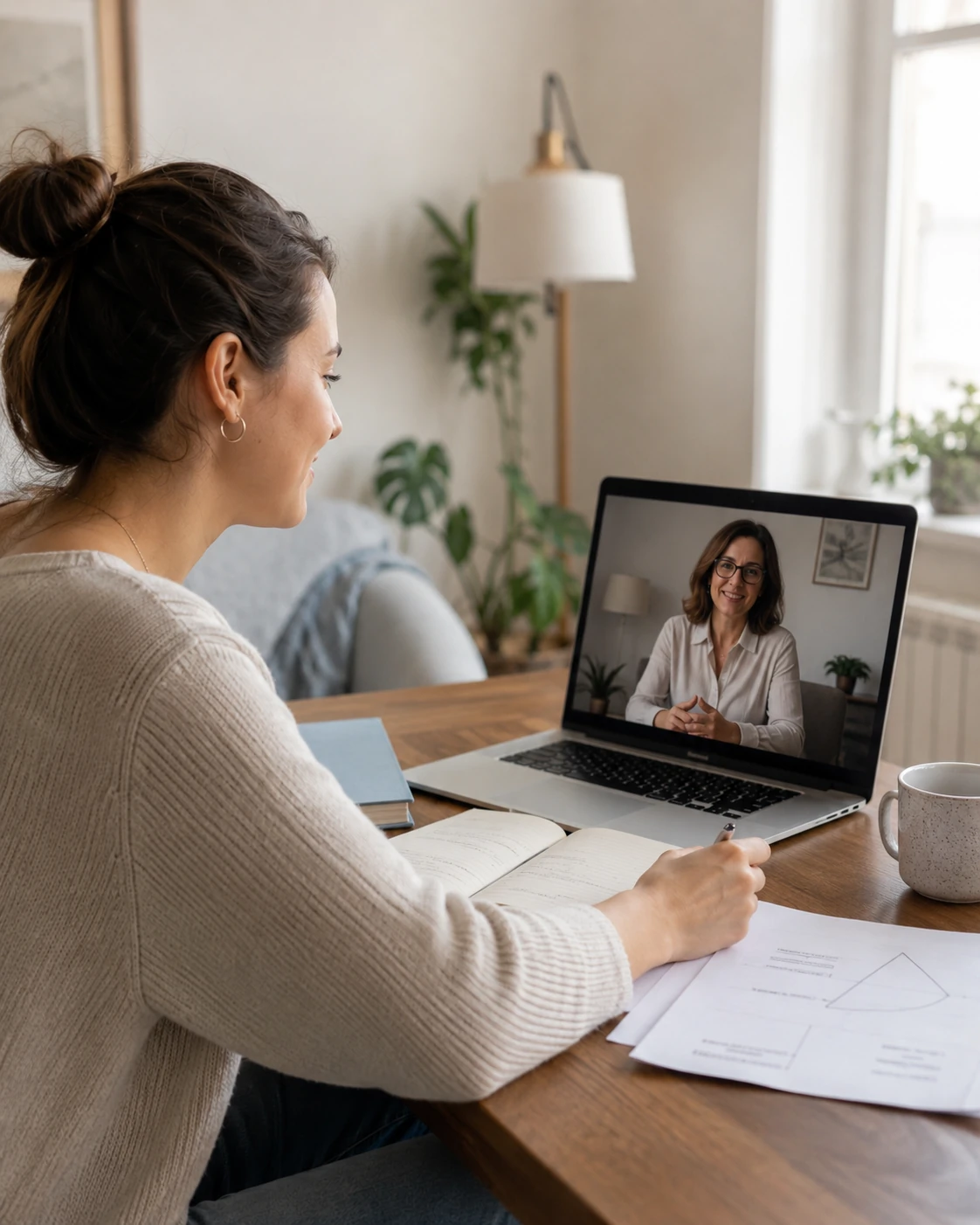 Indian adult attending online overthinking therapy while living in the United States