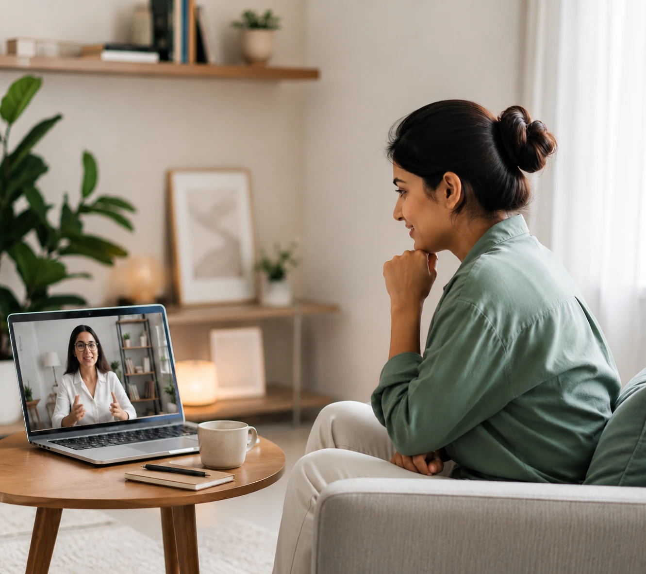 Adult attending online counselling for panic attacks with an Indian clinical psychologist