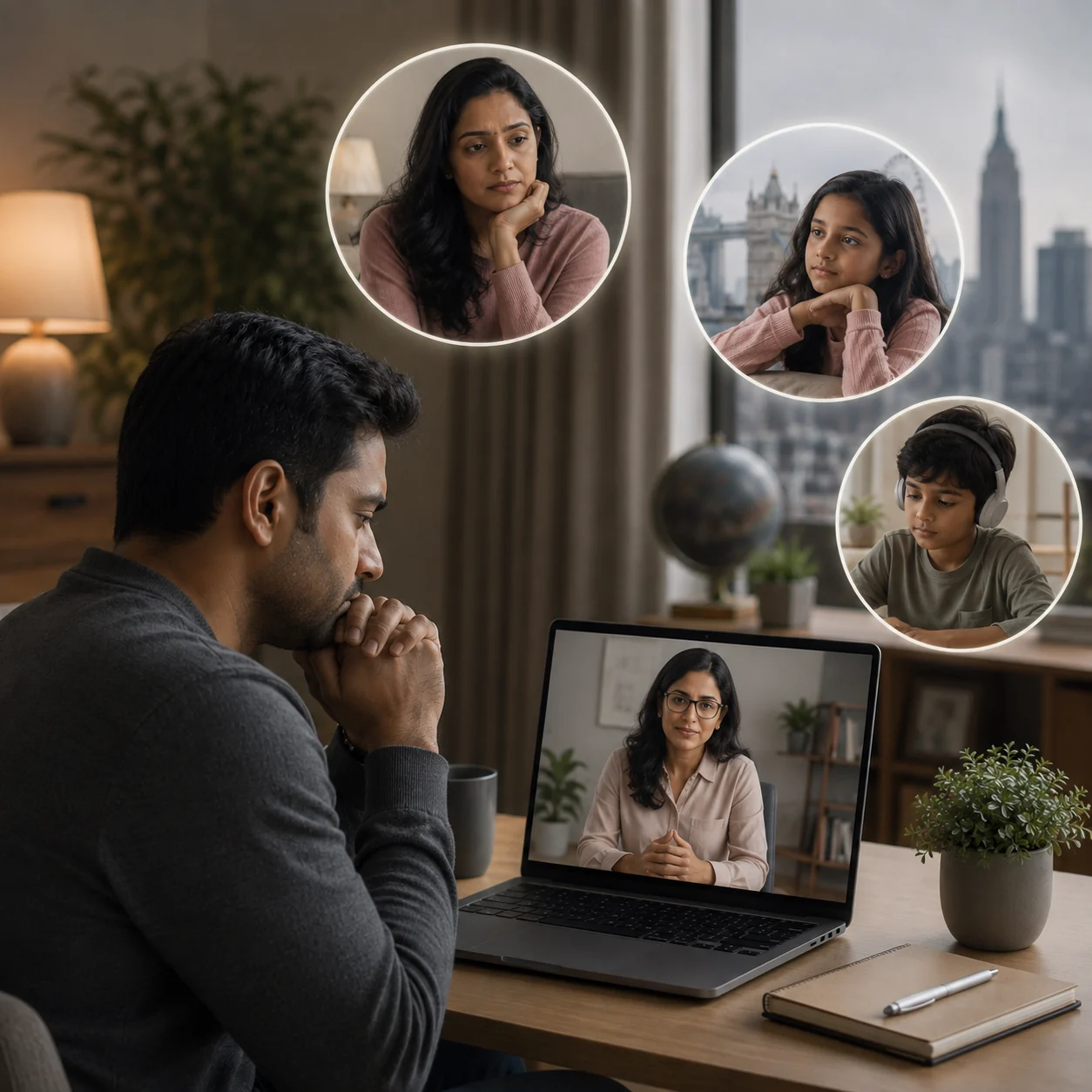 NRI adult speaking with a LeapHope psychologist online during separation or divorce
