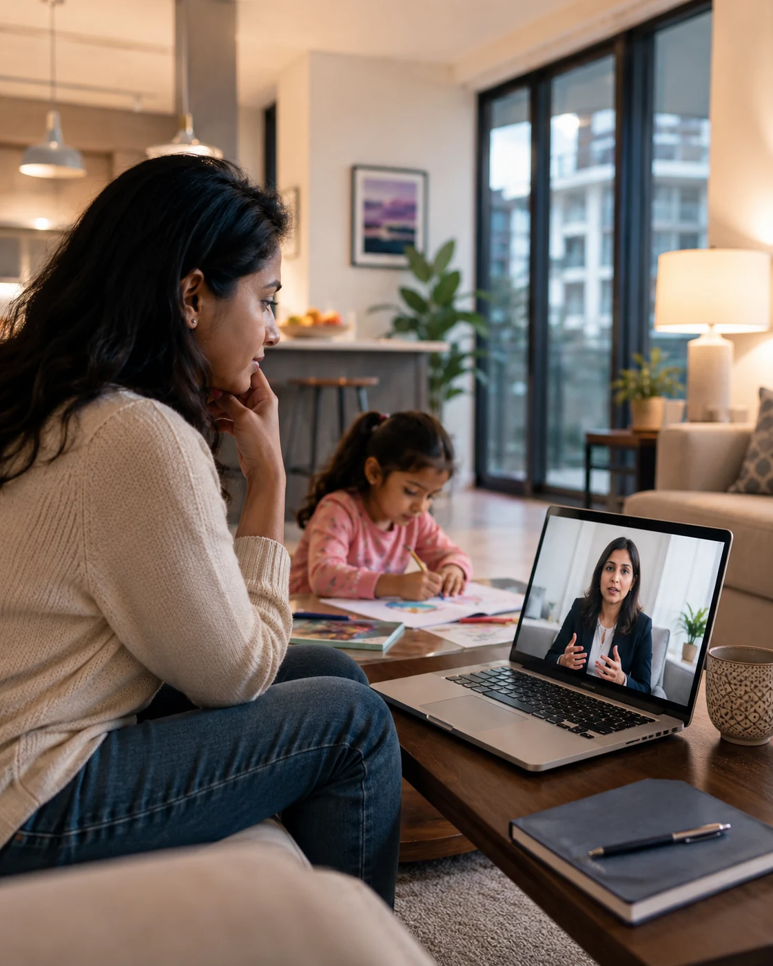 Indian parent attending private online parenting counselling with a LeapHope psychologist
