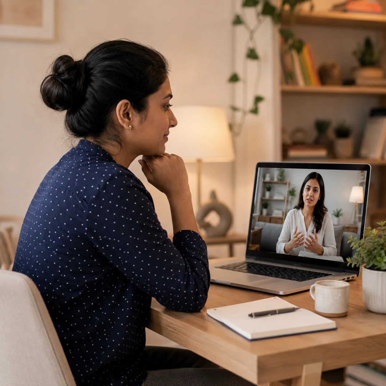 Adult attending online loneliness counselling with a psychologist