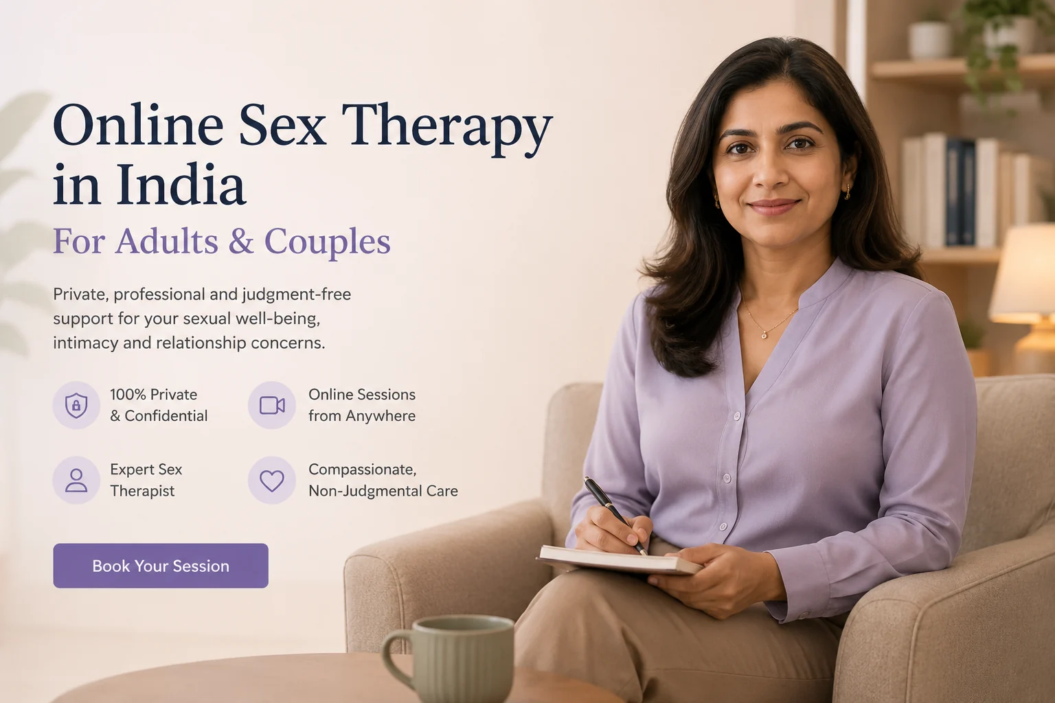 Indian adult attending online sex therapy with a female psychologist in India