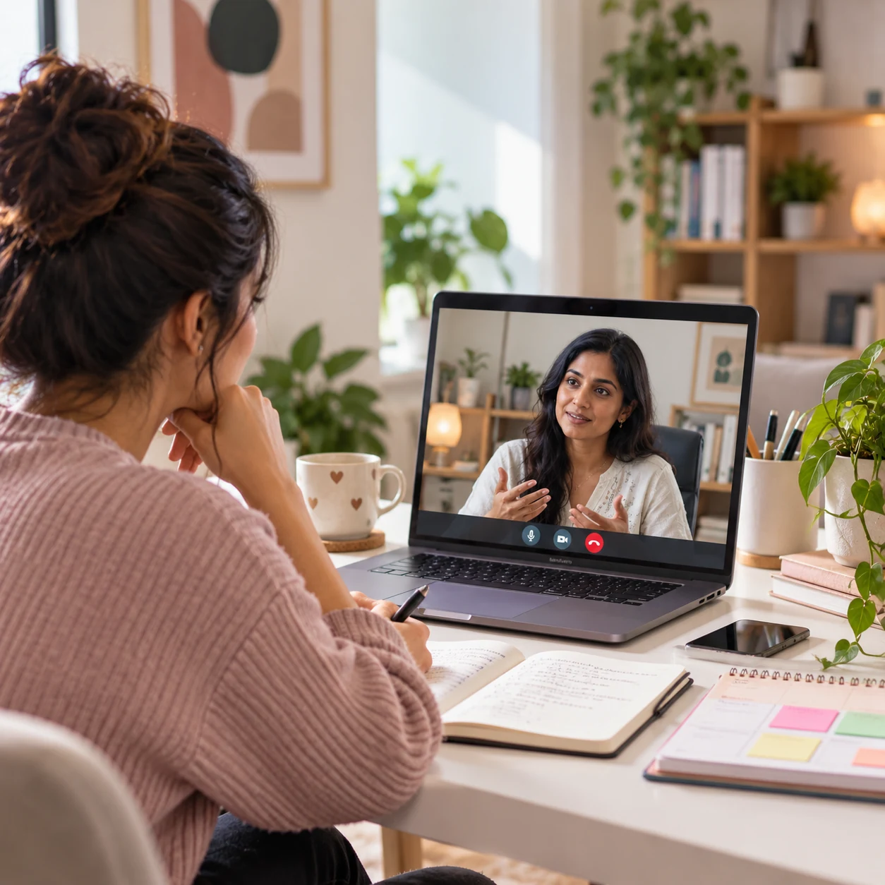 Couple attending online ADHD couples therapy with a LeapHope therapist