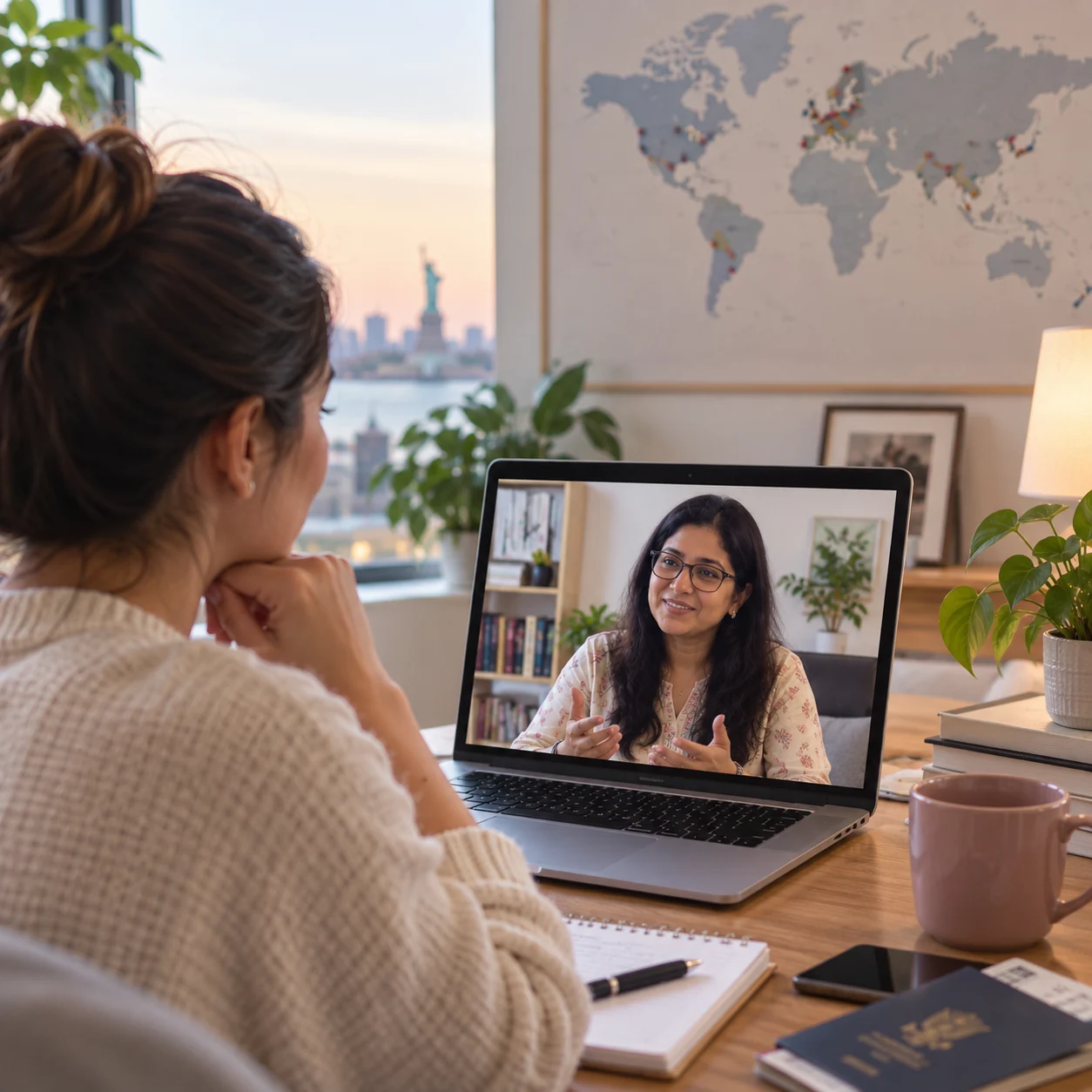 Woman attending structured online therapy with a LeapHope psychologist