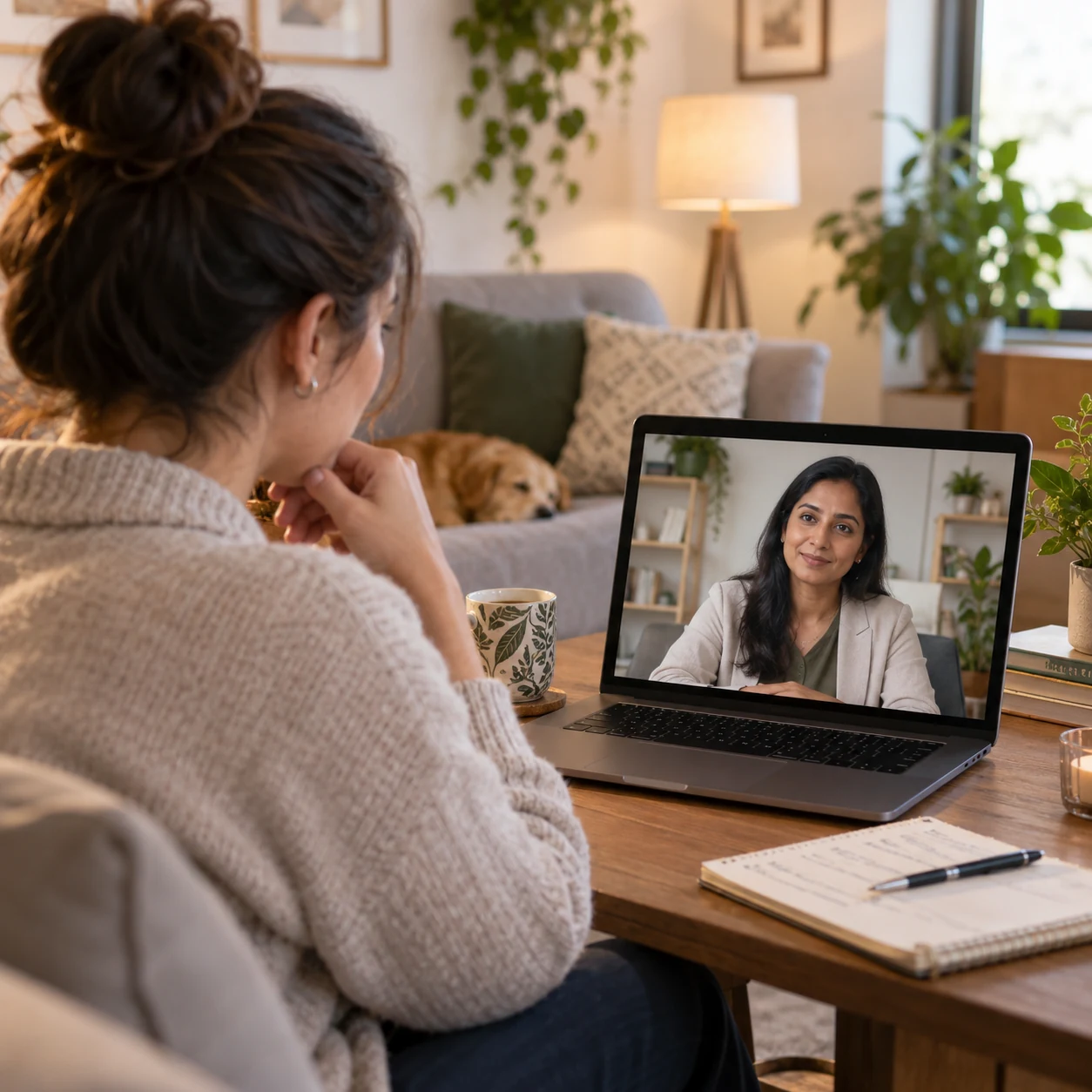 Couple attending online therapy for ADHD relationship problems with a LeapHope therapist