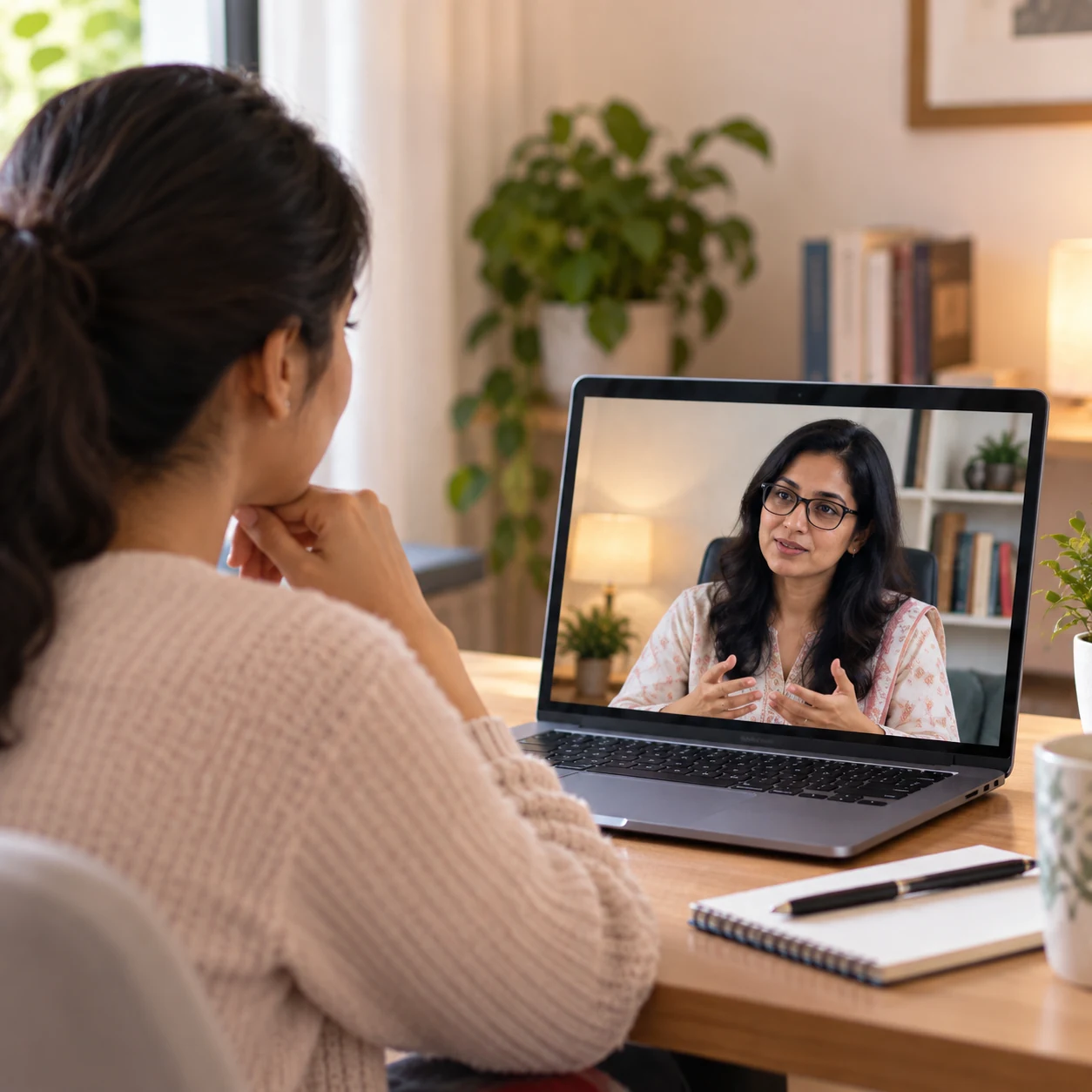 Client attending online therapy with a LeapHope clinical psychologist