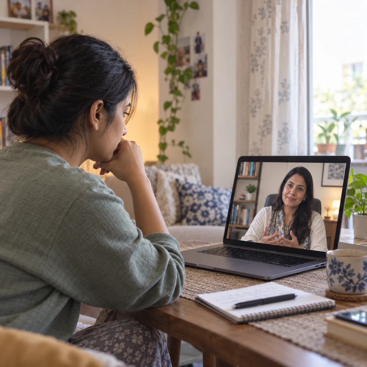 Person attending online OCD therapy with a LeapHope clinical psychologist