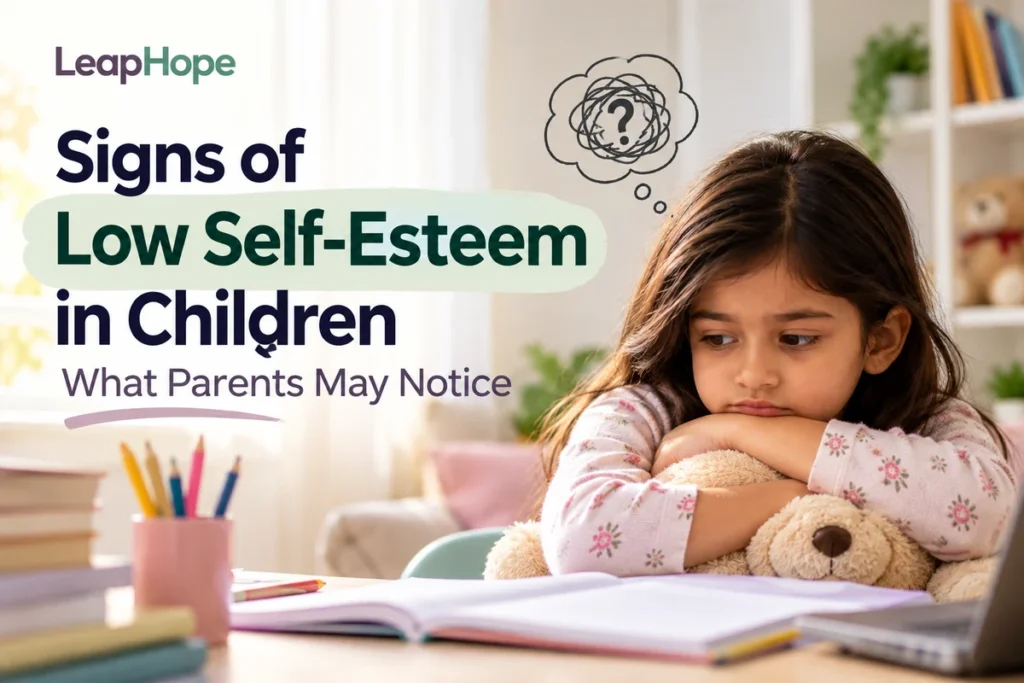 Signs of low self-esteem in children with a child showing low confidence