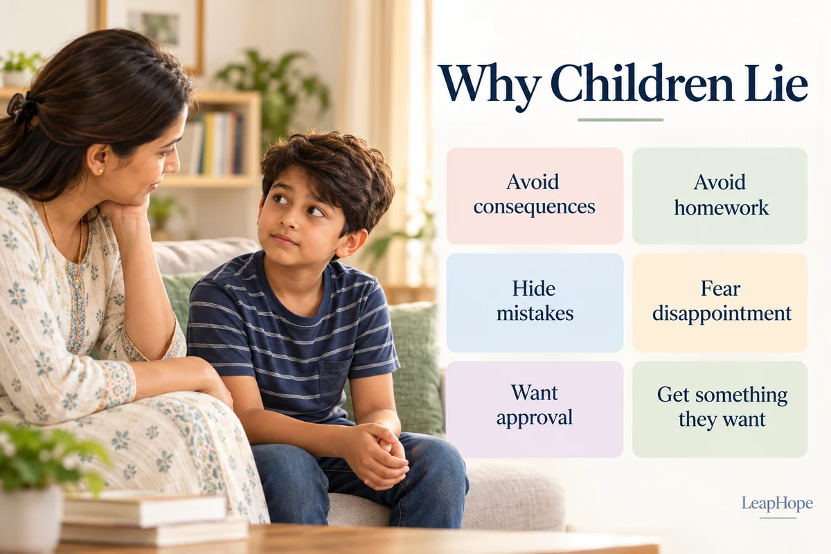 Common reasons children lie including avoiding consequences and disappointment